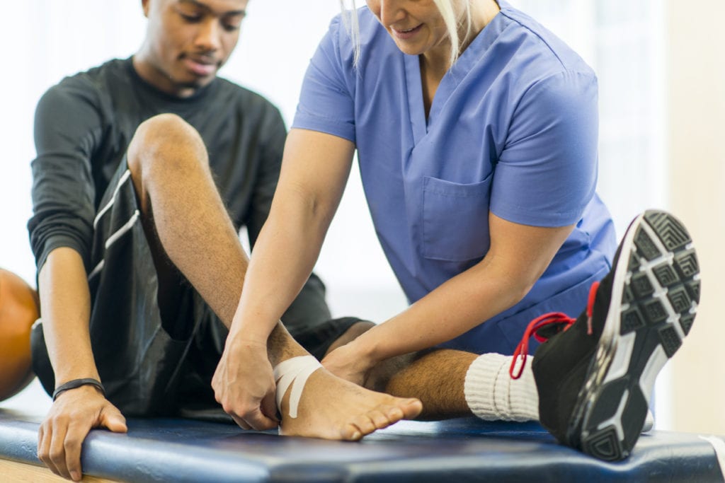 Sports medicine assessment with a clinician